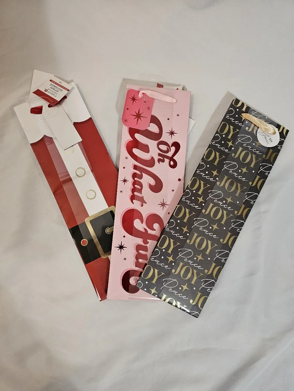 Holiday Wine Gift Bags Set - Pink, Red & Black Designs